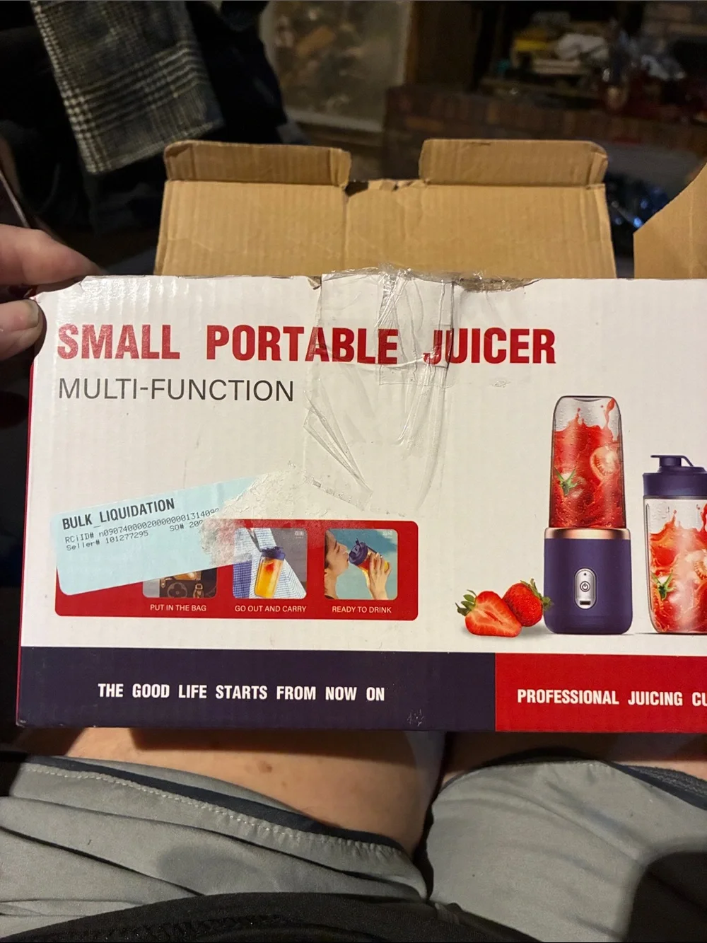 Portable Navy Blue Personal Blender with Glass Jar